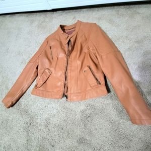 Brown leather coat